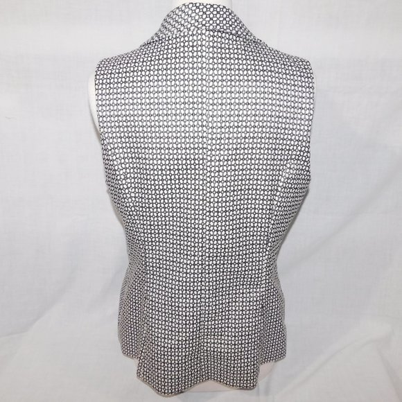 LISETTE L Montreal Womens L White Black pattern Fashion Blazer Vest - Picture 9 of 11